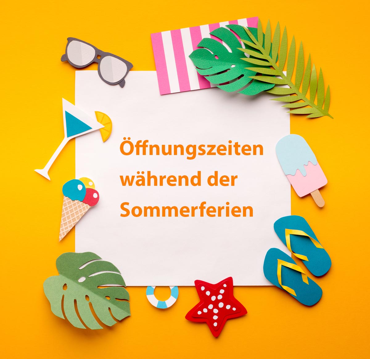 Öffnet die Seite 'Öffnungszeiten während der Sommerferien'